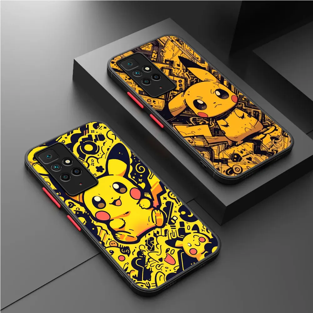 Matte Case For Xiaomi Redmi Note 11 13 Pro Plus 10 12 9S 12S 12C 9 8 K40 10C A1 8T 13C Phone Cover Shell Cute Pokemon Pikachu