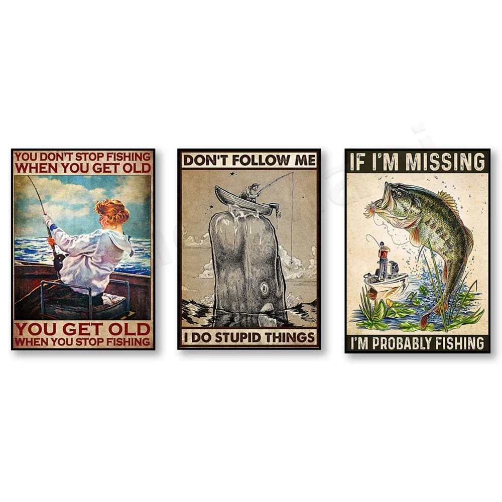 You Don't Stop Fishing Poster, Fishergirl Poster, If I'm Missing I Might Be Fishing, Fishing Print, Fishing Lover Gift-image