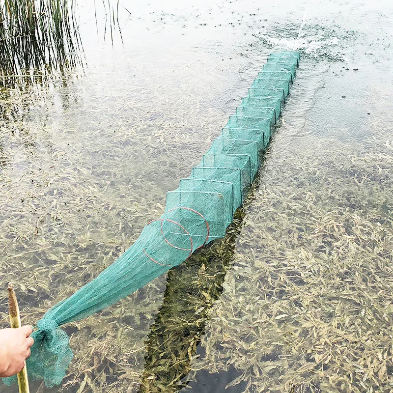Catch Fish NET Small Fish Ground Fish Cage 13Holes-4M Foldable Net Loach Net Anti-corrosion Crab Cage Shrimp Cage Fishing Net