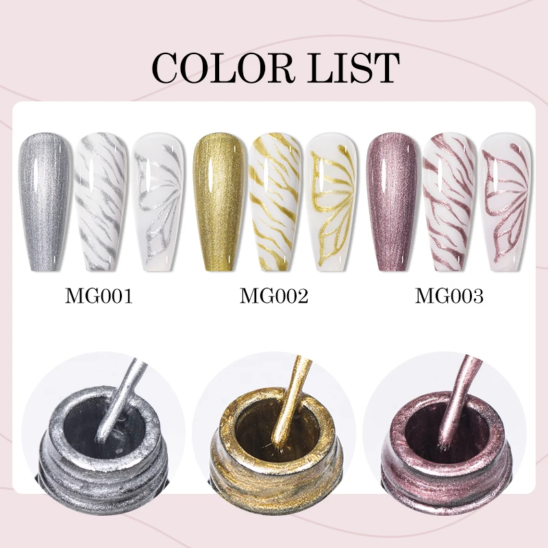 5 ml Metallic Malerei Liner Gel Nagellack Set Gold Silber Rosa Semi-Permanent Linie UV Gel Lack Für zeichnung Französisch Nägel