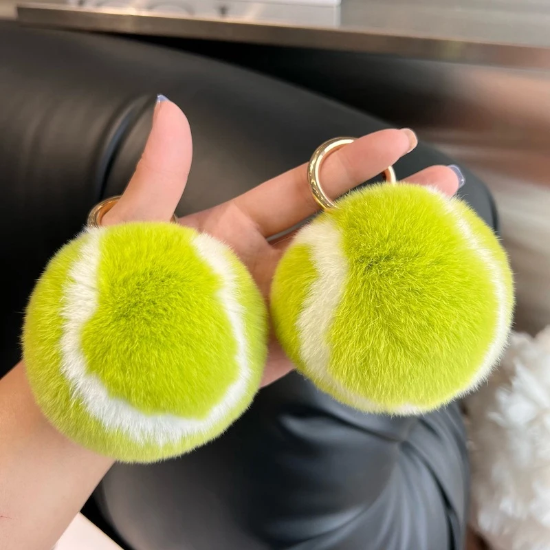 Cute Tennis Plush Tennis Car Keychain Pendant Ins Plush Ball School Bag Hanging Ornaments For GirlS Gift