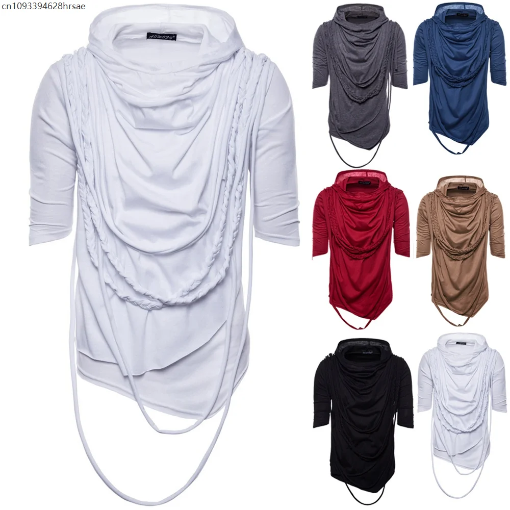 

Vintage Style Men Short Sleeve Hood T Shirt Streetwear Hip Shirts