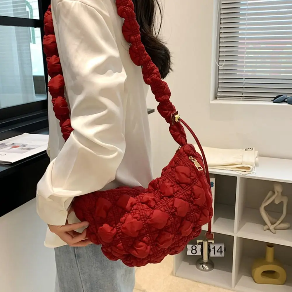 Bolso de hombro relleno de algodón para mujer, bolsa de mano de gran capacidad, a la moda, con celosía rómbica