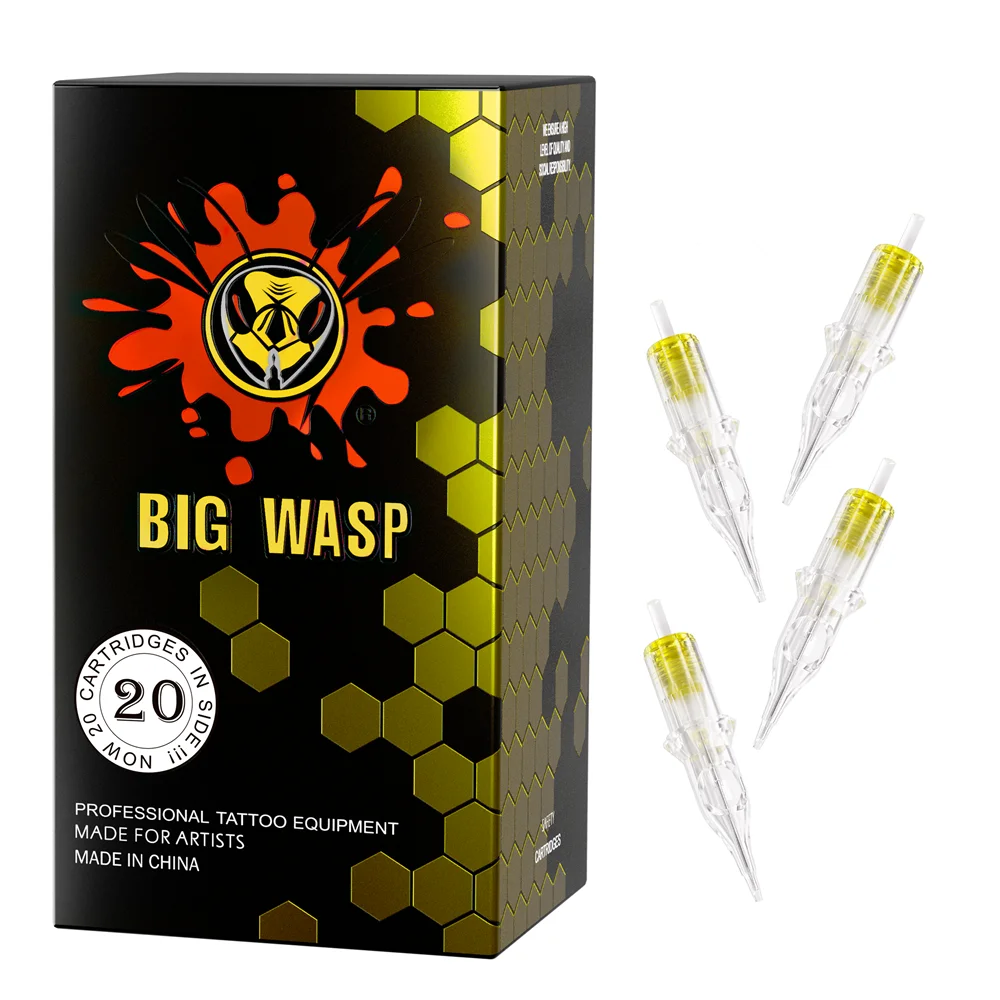 BIGWASP 투명 문신 카트리지 바늘, 영구 메이크업 문신 바늘, 회전식 문신 기계 펜, 0.30mm, 0.35mm RS 20 개