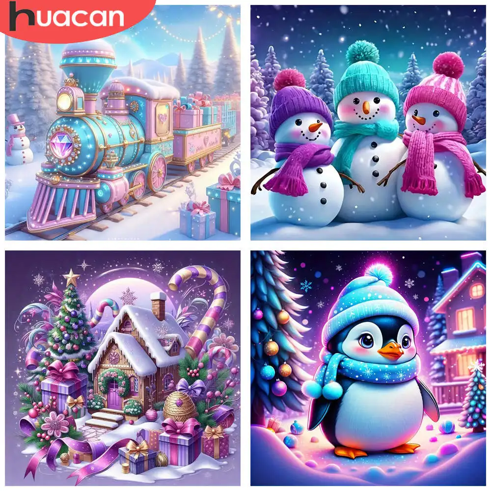 

HUACAN 1 шт. алмазная живопись сверкающий мультфильм ретро поезд зимняя сцена холст 5D DIY наборы для алмазной вышивки 3D мозаика искусство