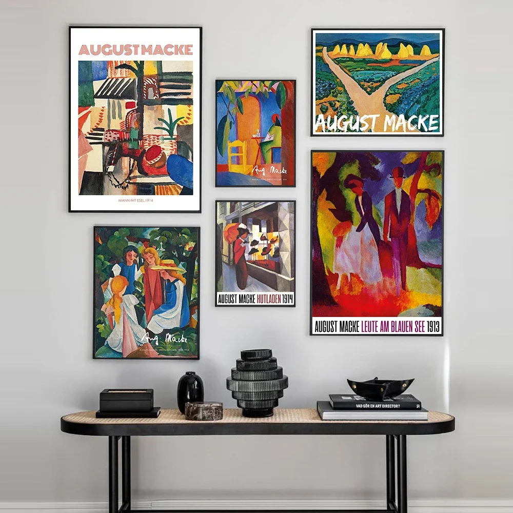 

August Macke Turkish Cafe Wall Art Canvas Painting Retro Poster Print Abstract Colorful Girls Picture For Living Room Home Decor