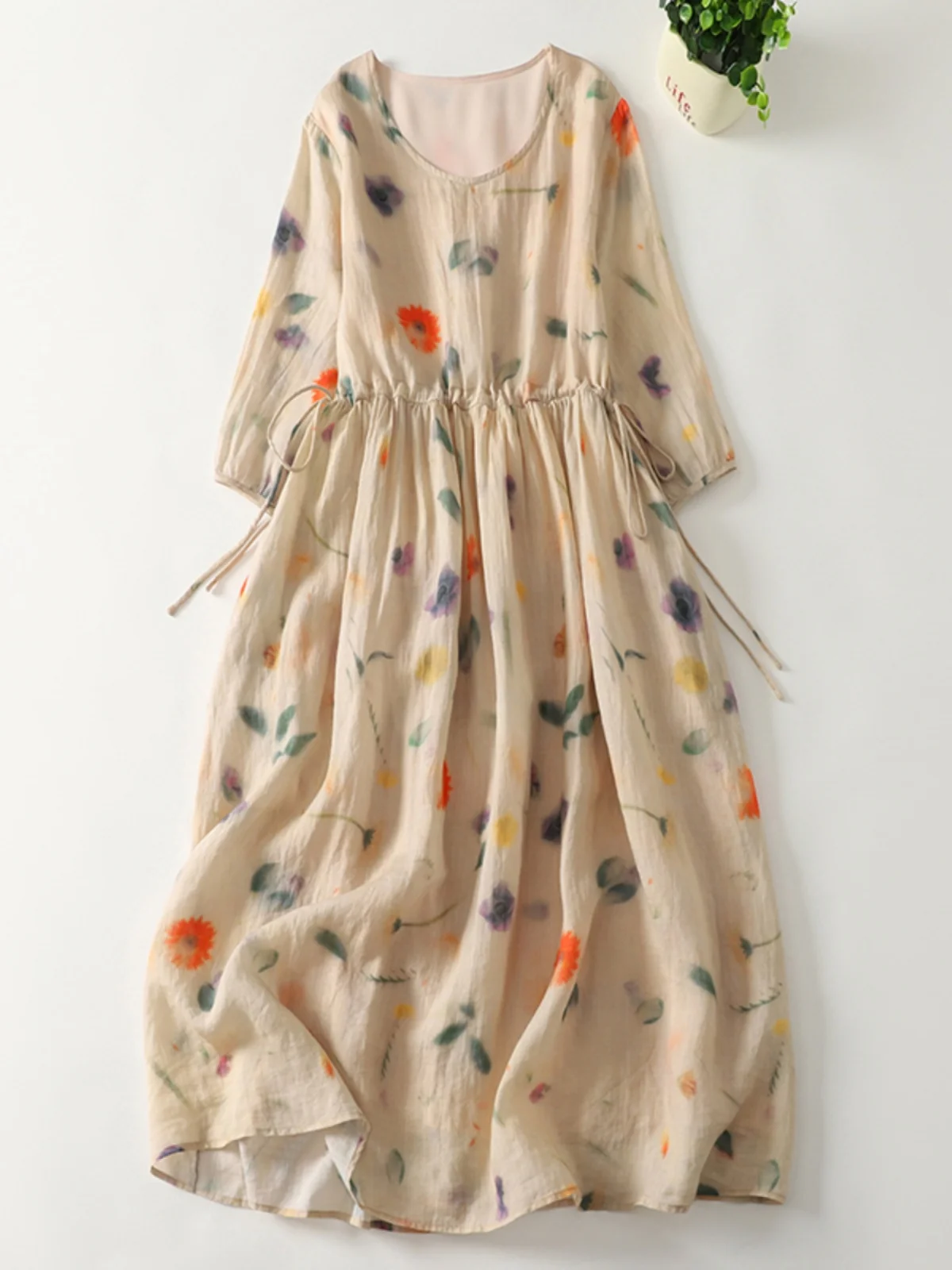 

V-Ne Midi Dr женская модная льняная юбка с принтом, повседневная летняя юбка свободного покроя с вышивкой