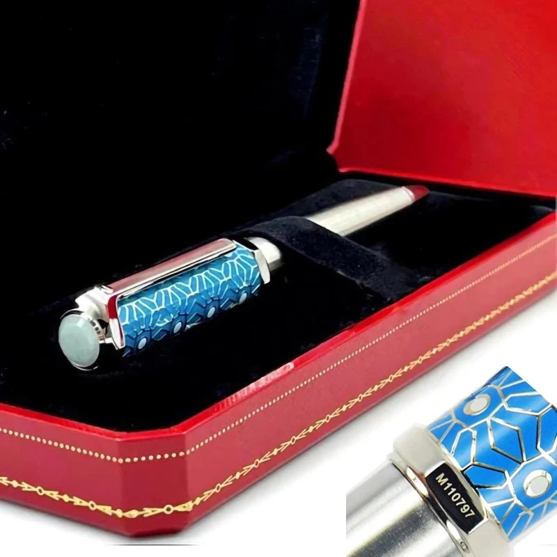 Luxury Classic Octagon Green Drawbench Ballpoint Pen Silver/Golden Clip with Serial Number Writing Smooth