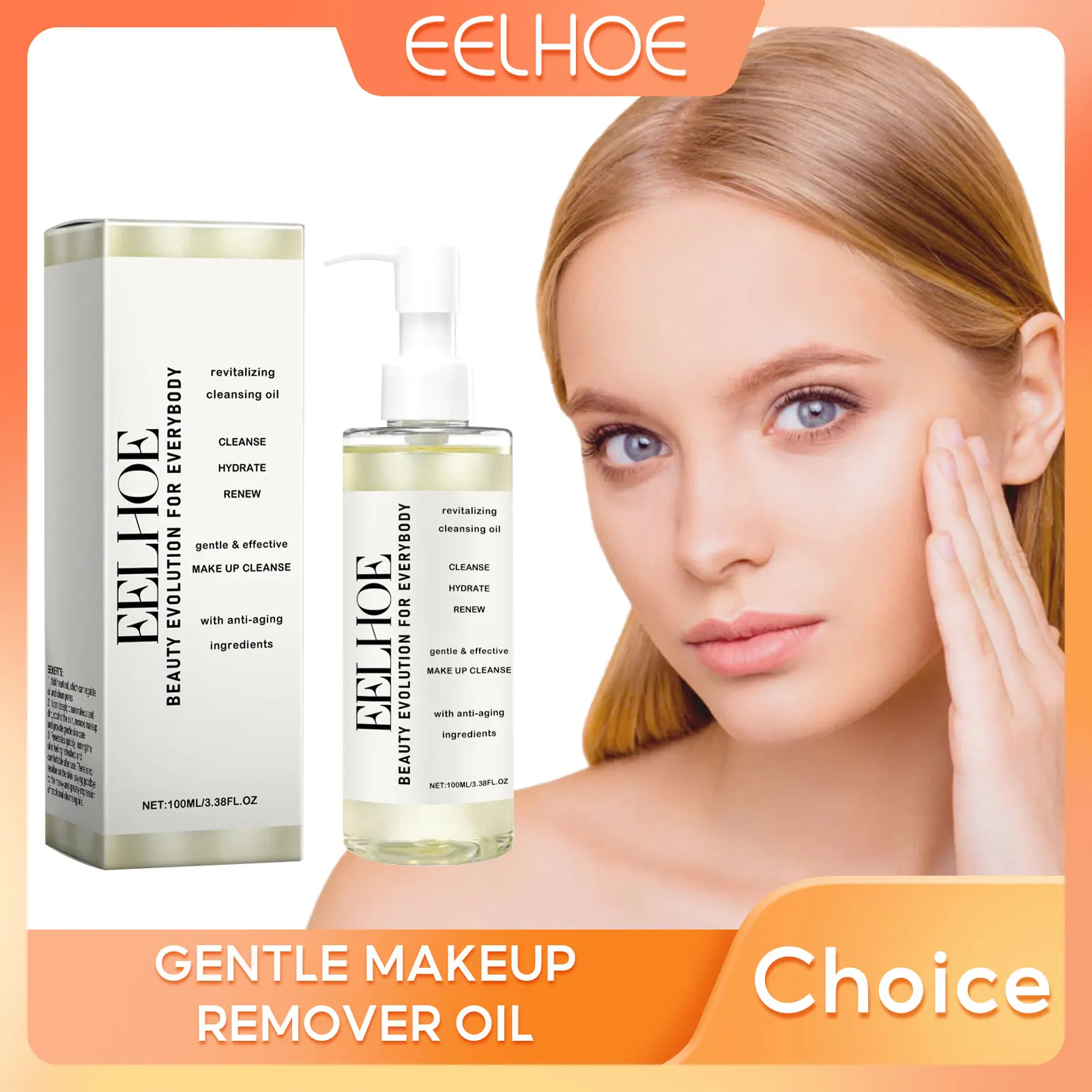 EELHOE Facial Cleansing Oil Gentle Sensitive Skin Makeup Remover Moisturizing Soothing Cleansing Liquid Skin Care Products 100ml