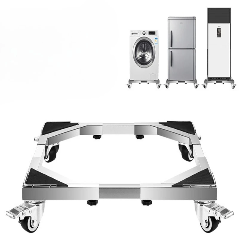 Thickened Stainless Steel Adjustable Washing Machine Base Stand Extra Heavy Duty Universal Fit Shock Absorbing Swivel Caster