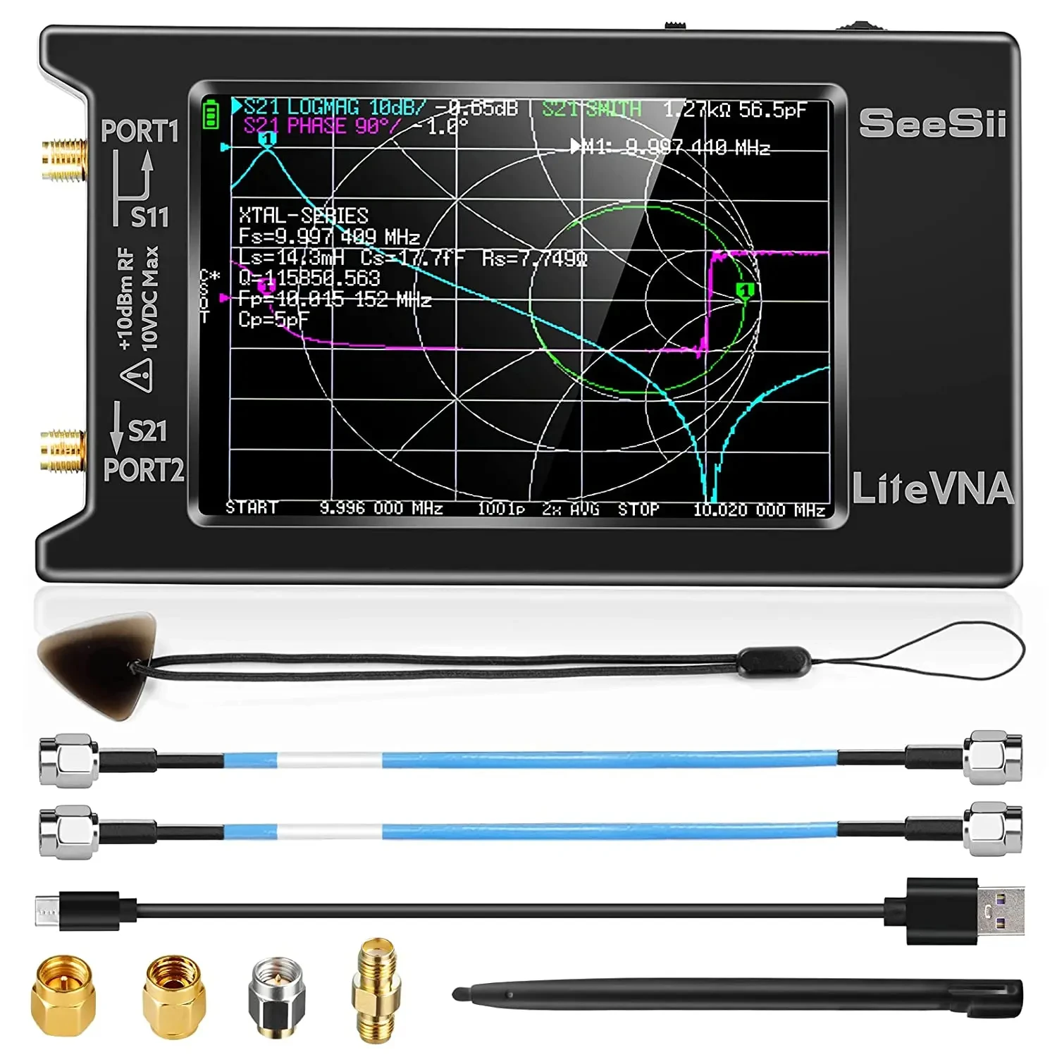 Verbeterde NanoVNA 50 kHz-6,3 GHz vectornetwerkantenne-analysator 4 "meting S-parameters HF VHF UHF SWR fasevertraging Smith-grafiek