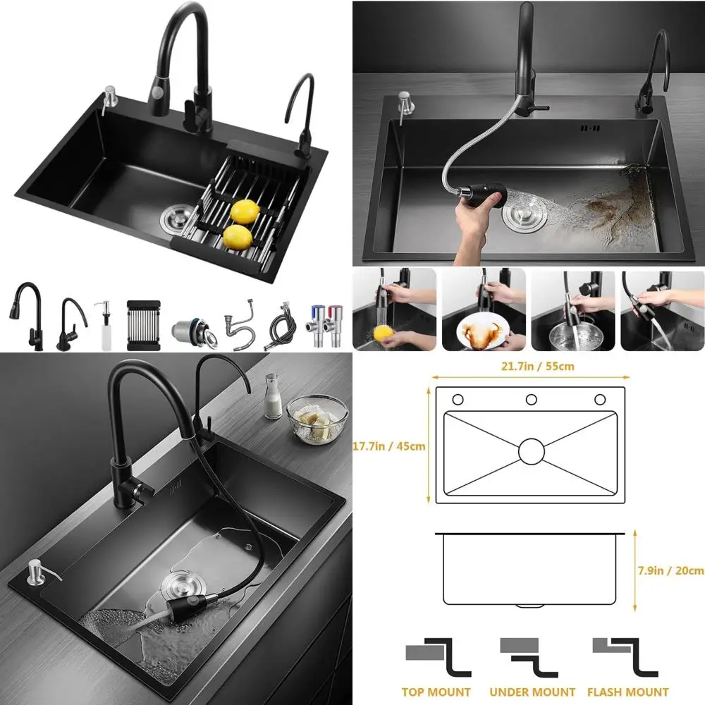 Stainless Steel Single Bowl Kitchen Sink with Sliding Accessories, Drop In/Topmount Workstation Sink, Farmhouse Style Sink for K