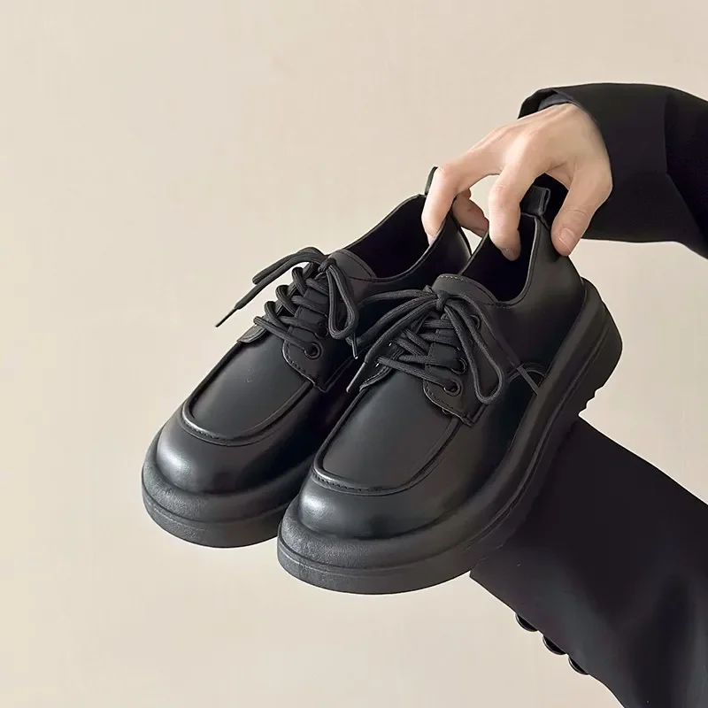 

Female Shoes on Sale 2024 New Lace Up Women's Pumps Autumn Round Toe Solid Mary Jane Mid Heel Water Proof Dress Work Loafers