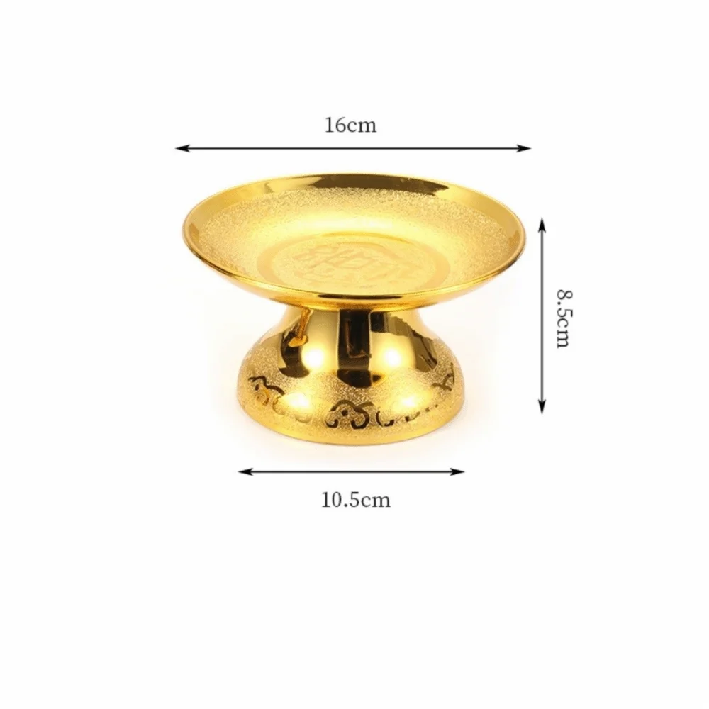New Vintage Golden Lotus Tray Decorative Ornament Offering Plate Household Classic Fruit Tray Temple Worship