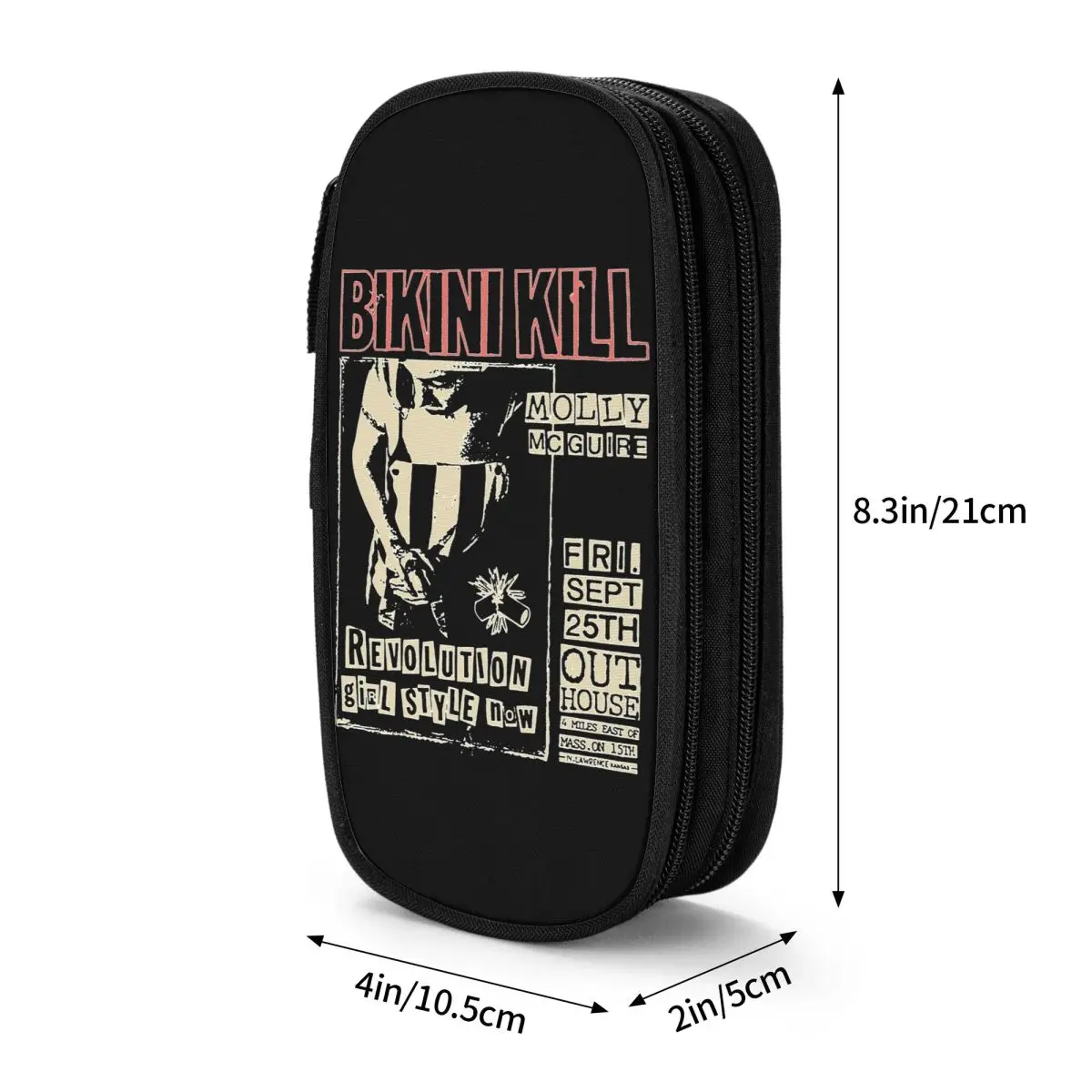 Punk Rock Band Music Pencil Case Bikini Kill Double Layer Pencil Box Boy Girl Large Capacity School Pencil Cases Stationery