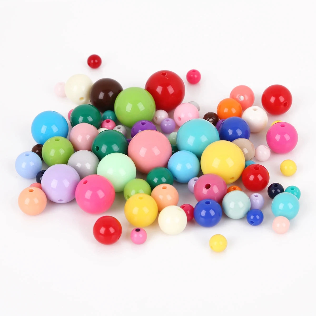 20/200pcs Colorful Round Acrylic Beads DIY Necklace Mobile Phone Chain Bag Accessories Handmade Jewelry Components