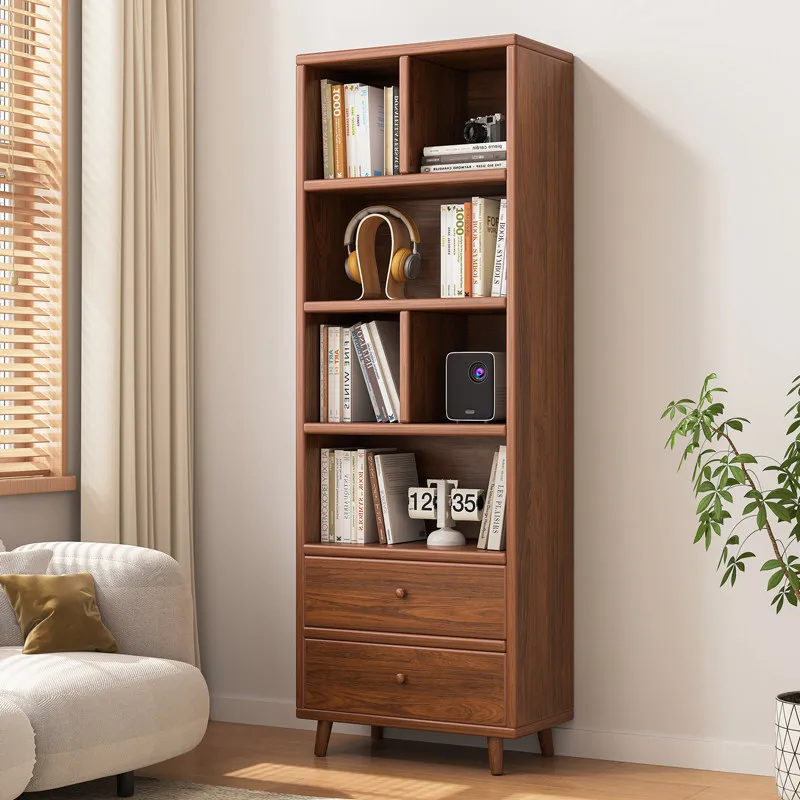 CX solid wood bookshelf floor-to-ceiling living room storage locker household floor-to-ceiling wall