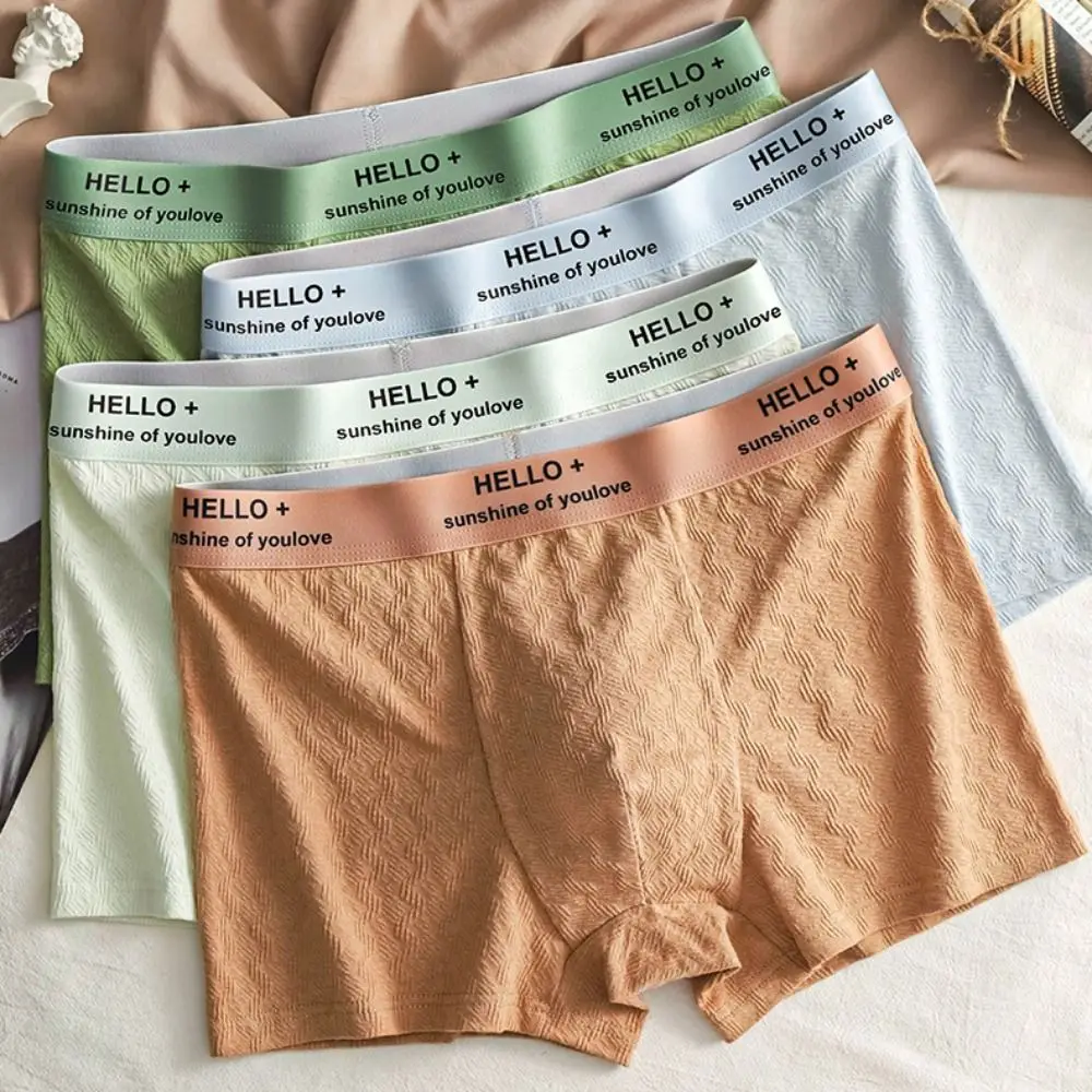 

3PCS Plus Size Men's Coton Boxer Briefs Spiricle Cotton Letter Printed Panties Seamless Elastic Shorts Underpants Gifts