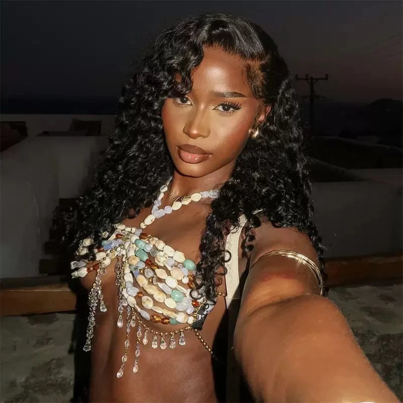Beading Camisole Vest Bikini Bra Top Body Exaggerated Pearl Neck Bustier Beachwear Lingerie Women's Club Rave