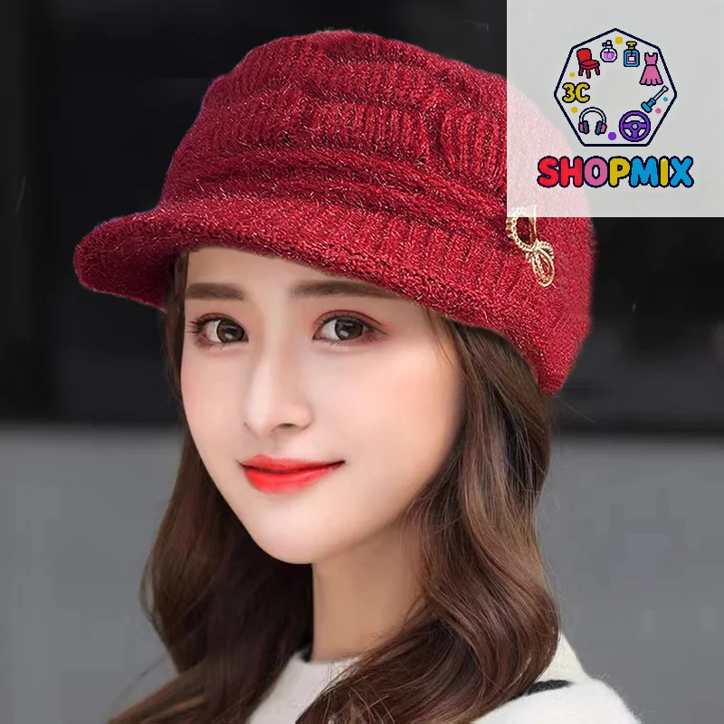 Gorro cálido de invierno, gorro tejido, gorro informal a la moda para mamá, gorro para abuela, forro polar grueso de felpa, regalo de Navidad de lana cálida