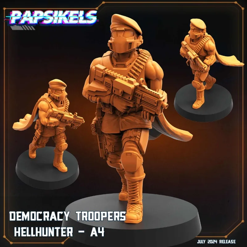 Kit de garaje Hellhunter de soldado de la democracia de ciencia ficción DIY, miniatura ABS pintable a mano, adorno coleccionable y accesorio de juego