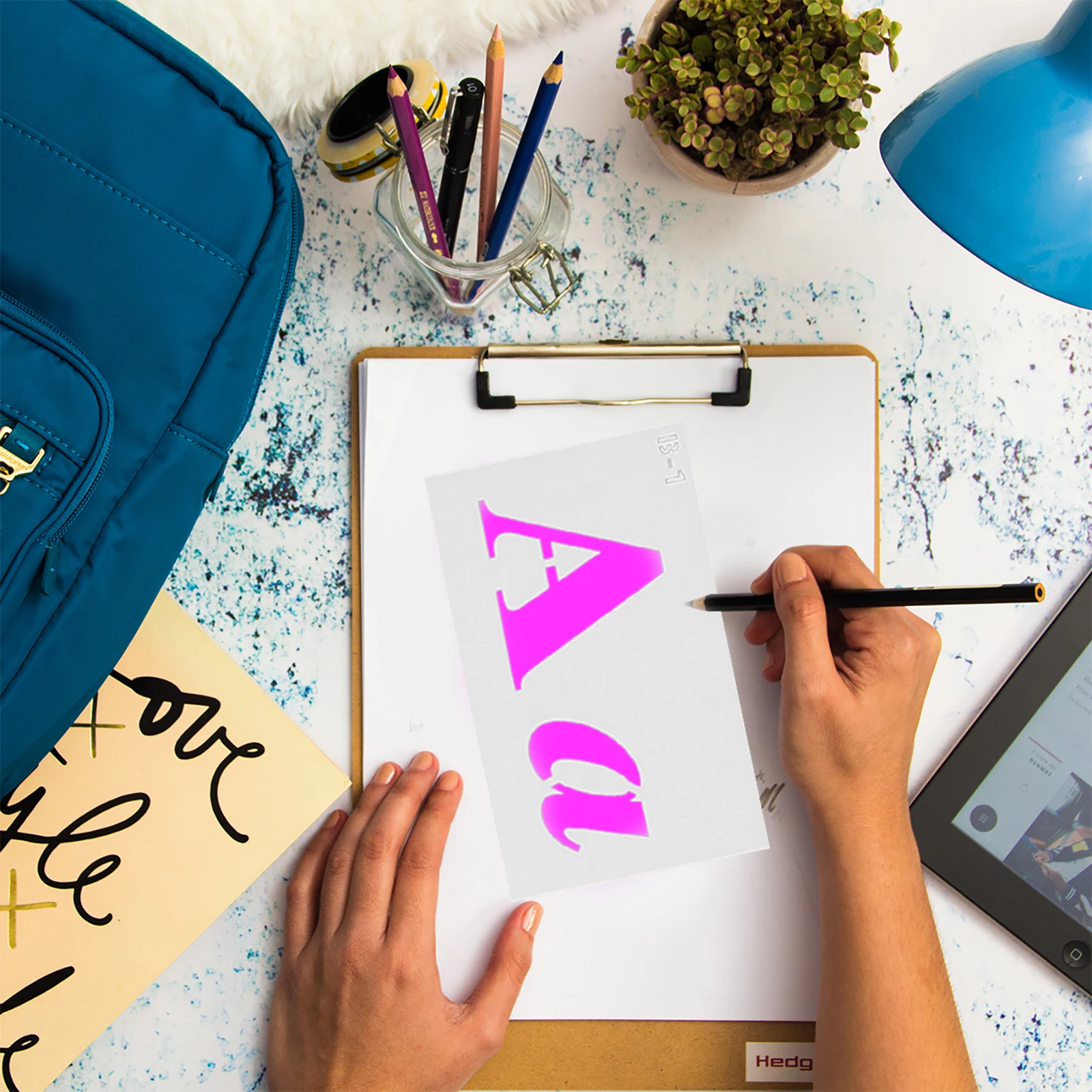 

40pcs Alphabet Graffiti Templates Diy Stencils Calligraphy Mini Font Fabric English Letter Reusable Plastic Stencil For