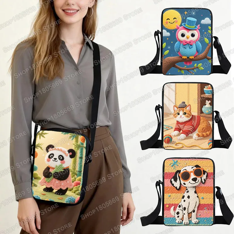 2d Flat Printed Dachshunds Penguin Panda Owl Crossbody Bags Women Fashion Handbags Teenagers Boys Girls Phone Holder Bookbag