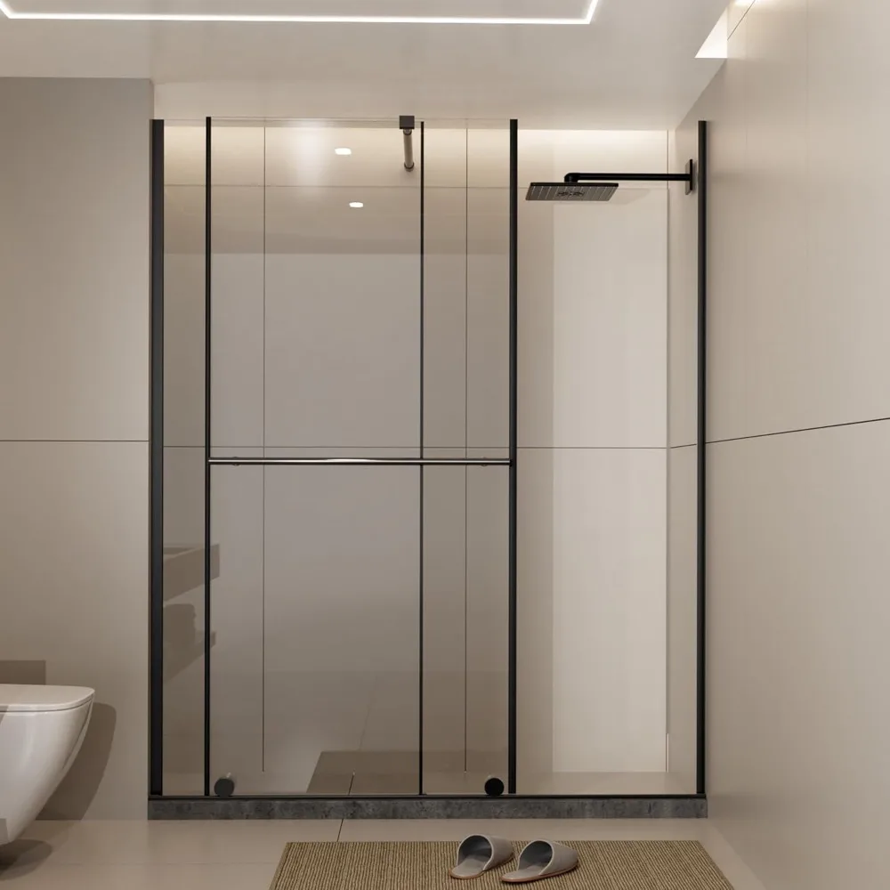 

Одинарные раздвижные душевые двери, душевой экран, 60 дюймов Ш X 72 дюйма В, безрамные стеклянные душевые двери для ванной комнаты с прозрачными 1/4 дюймами SGCC