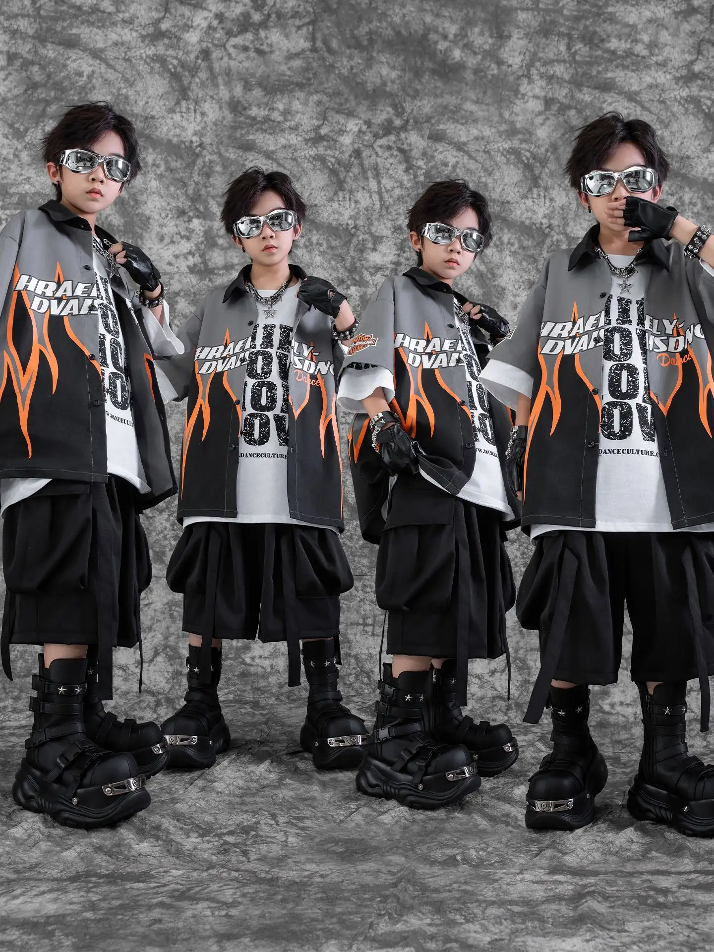 Kinderen Ballroom Dans Pakken Kids Prestaties Kpop Outfit Jongens Hip Hop Kleding Korte Mouwen Jazzdans Kostuums DW10913