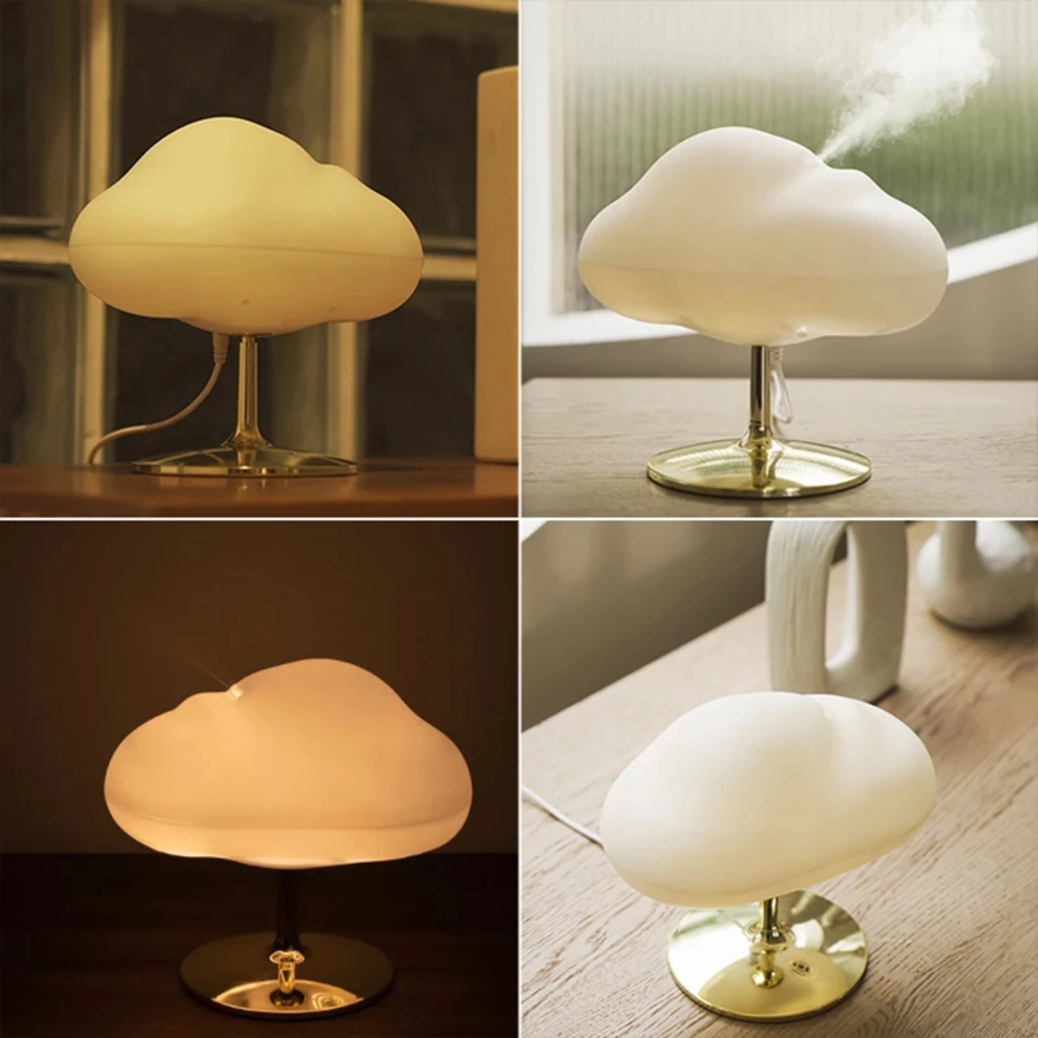 Cloud Air Humidifier น้ํามันหอมระเหยกลิ่นหอม Essential Oil Diffuser สีอบอุ่น Night Light