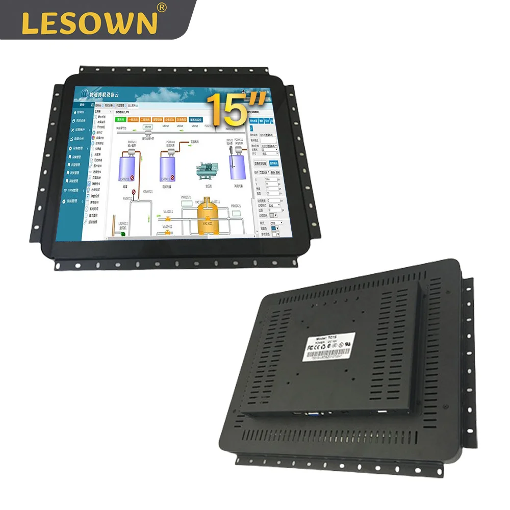

LESOWN 15'' Touch Monitor Panel Mount Embedded Open Frame 1024x768 IPS LCD Capacitive Multi-Touchscreen for Medical Equipment