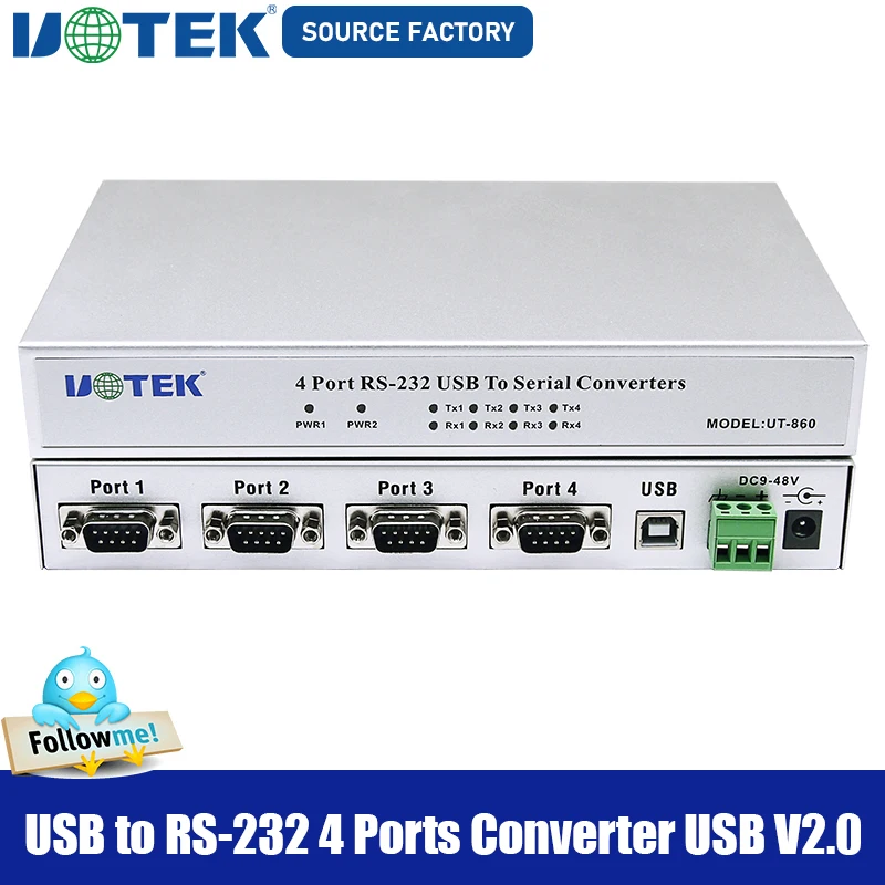 Discount USB to RS-232 Converter 4 Ports RS232 Conversion Adapter USB2.0 Serial 9-Pin COM DB9 Connector ESD UT-860