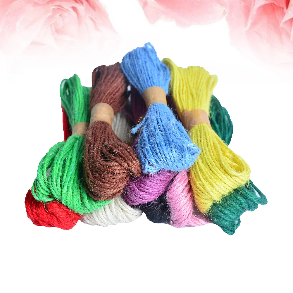 

12 Rolls Colorful Jute Twine Handwoven Knitting Rope for Home Hotel Wedding Party Chair Back Decoration DIY Materials Gift Cord