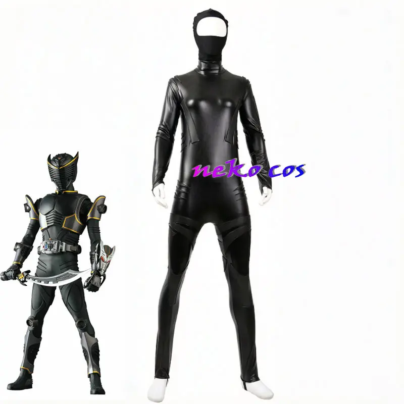 nekocos Rider Ryuki schwarzer, eng anliegender Bodysuit-Overall, Cosplay-Kostüm