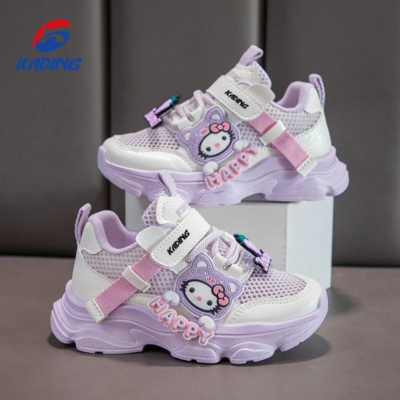 مرحبا كيتي أنيمي Kawaii سانريو Ins موضة جوفاء شبكة واحدة أحذية رياضية الصيف لطيف الأطفال باطن لينة أحذية الهدايا اللعب