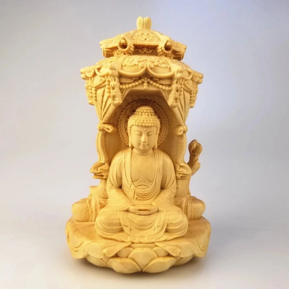 Maglev Suspended Rotating Wooden Three Face Buddha Statue Smart Bluetooth Audio Google Home Decorations Creative Gifts