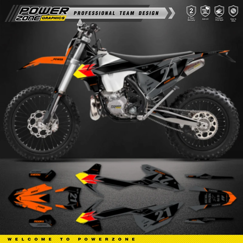 PowerZone Custom Team Graphics Backgrounds Decals Stickers Kit For KTM SX SXF MX 16-18  EXC XCW Enduro 17-19 125 to 500cc 039