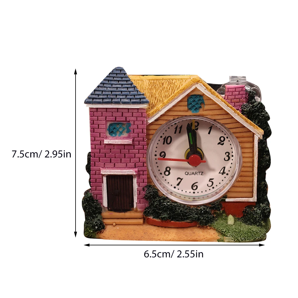 

1Pcs Vintage Style Castle Shaped Alarm Clock Chinese Design Exquisite Resin Mini Castle Bedroom Desktop Decor Gift
