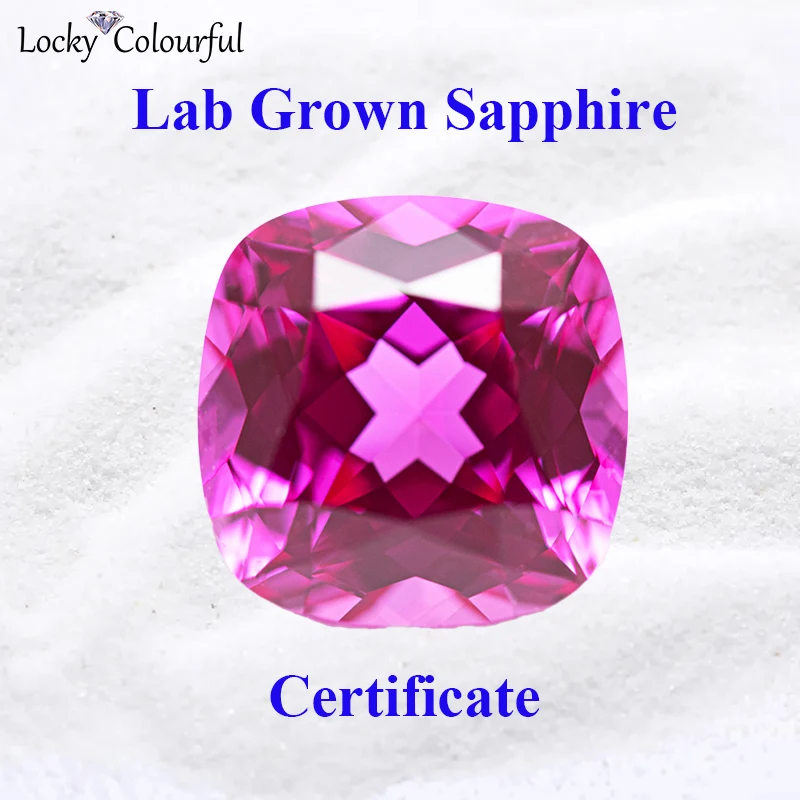 

Lab Grown Sapphire Square Cushion Shape Charms Hot Pink Color Beads for Diy Jewelry Making Materials Selectable AGL Certificate