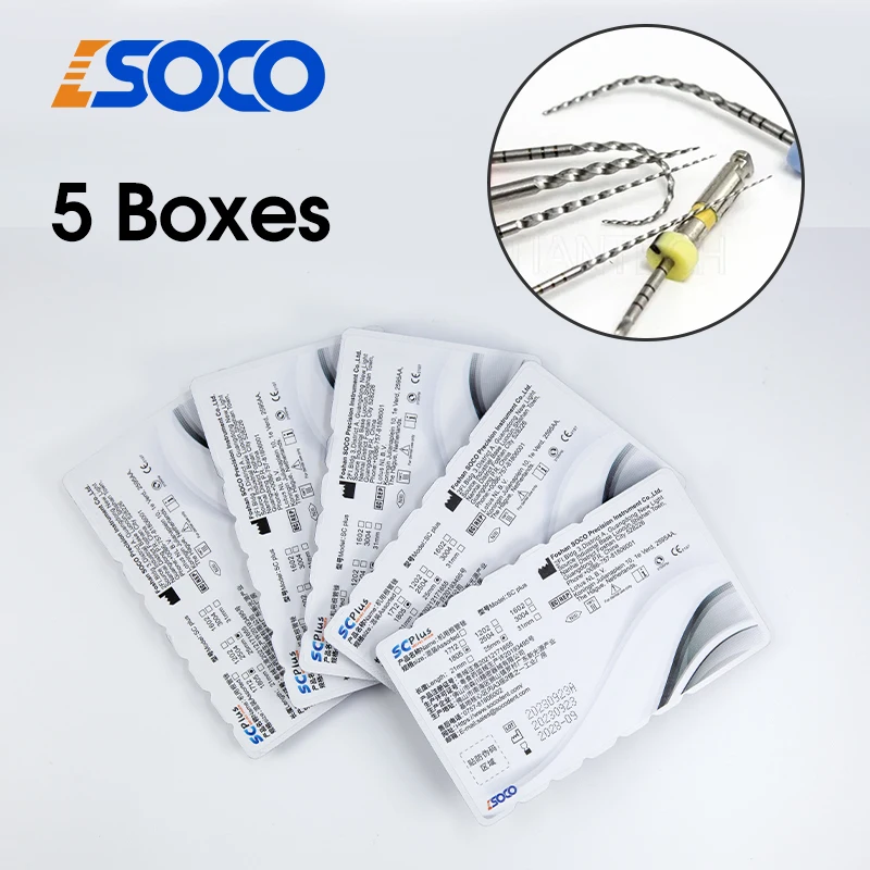 

SOCO COXO PLUS Heat-Activated NiTi Root Canal Files 5 Boxes Flexible Endodontic Instruments for Effective Root Canal Preparation