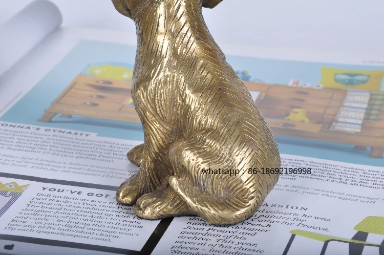 India imported retro old gold brass dog feng shui town house zodiac prosperous fortune lucky dog home guard small three ornament