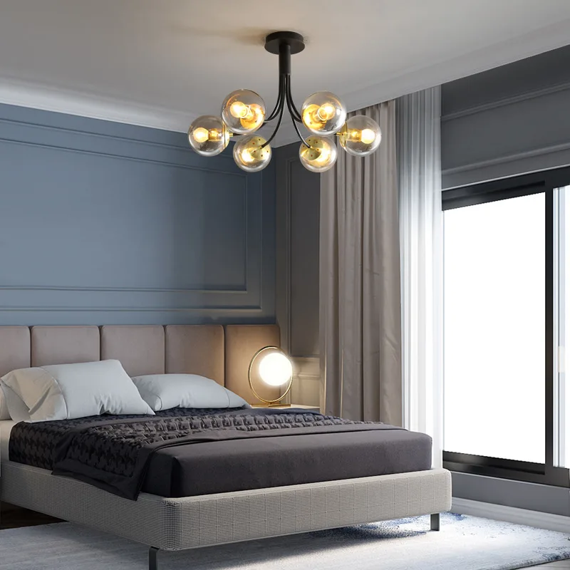 Modern Luxury Multi Head Glass Ball LED Ceiling Lamp Living Room Restaurant Bedroom Kitchen Designer Minimalist Home Decor Light