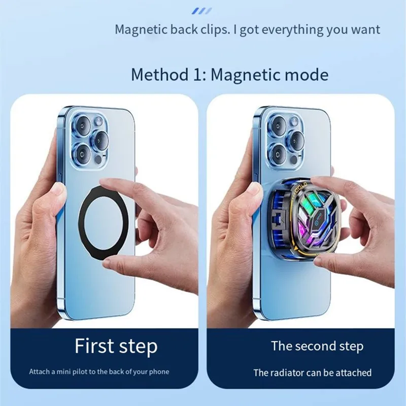 2-in-1 Magnetic Mobile Radiator Cooling Fan for iPhone IPAD Samsung Huawei Mobile Phone Tablet Computer General Game Cooling