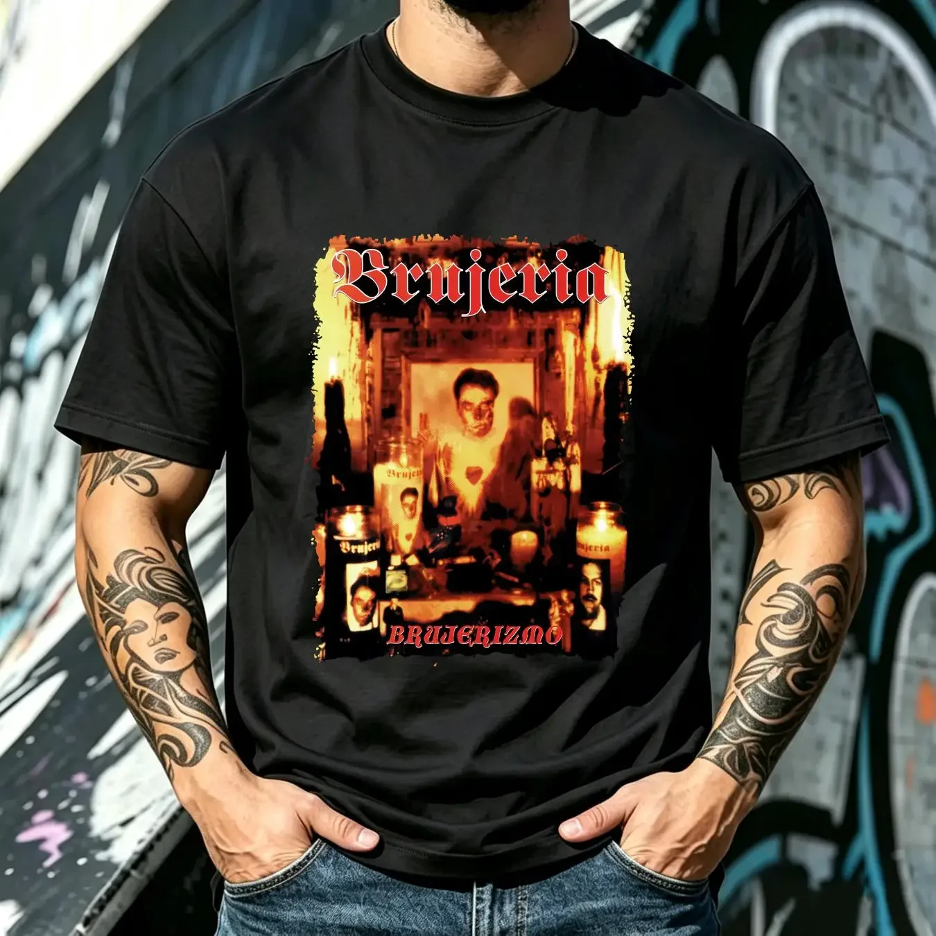 washed T Shirt BRUJERIA cd cvr BRUJERIZMO Official LAST MED New fear factory asesino OOP long sleeves vintage Washed