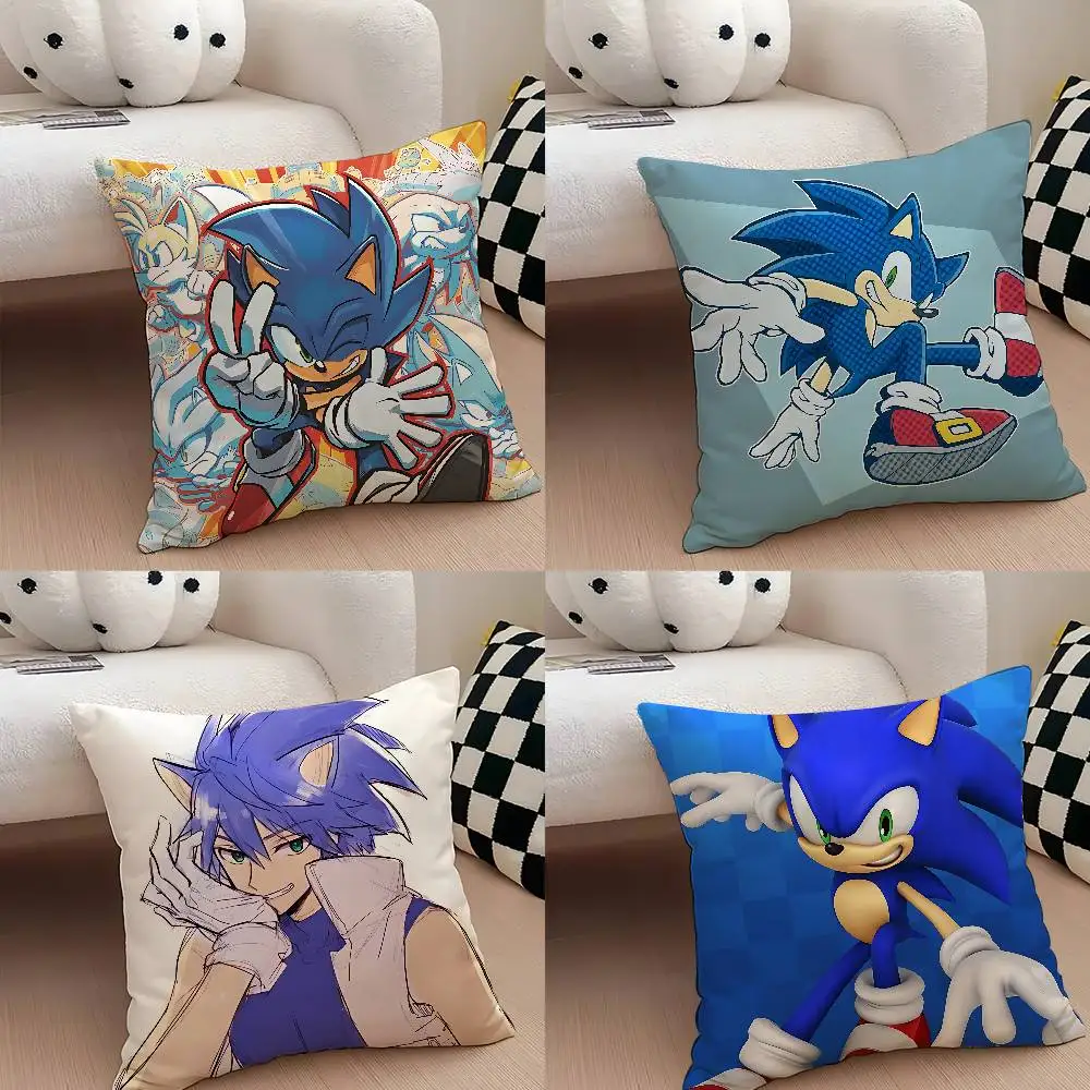 S-Sonic Pillow Case Cushion Cover Soft Cute Throw Pillow Case For Car Sofa Pillowcase Polyester With