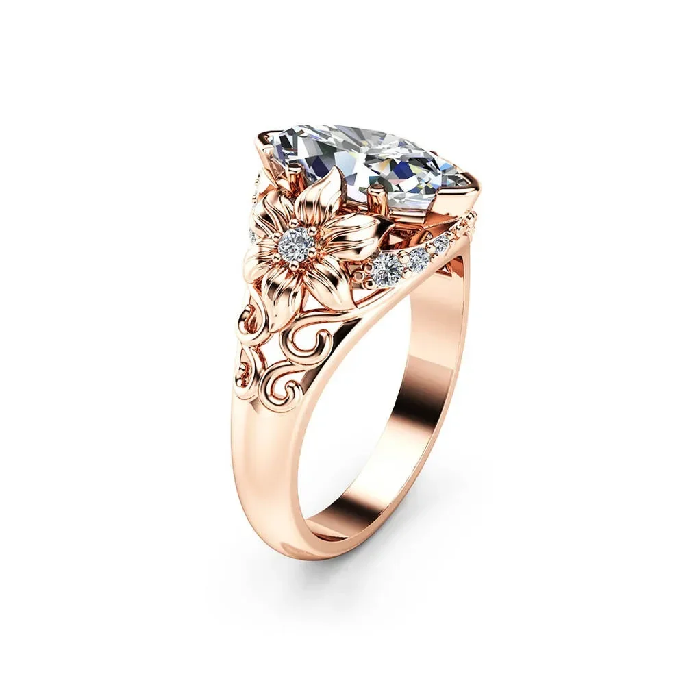 New Classic Solitaire Ring with Marquise Shape Cubic Zirconia Prong Setting Cocktail Party Rings for Women Girls Size 6-10