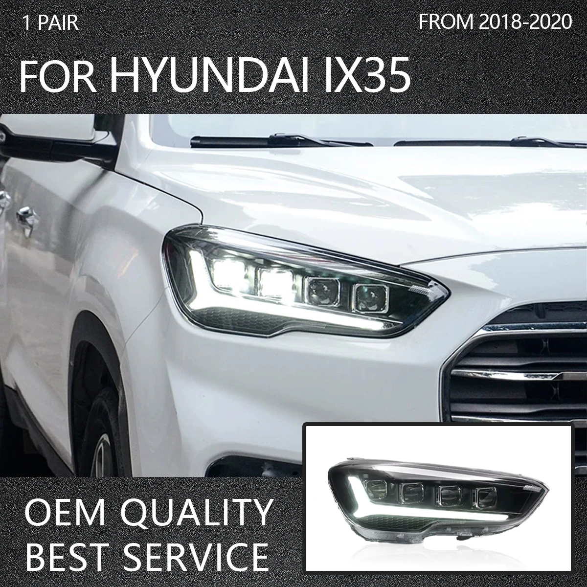 

YOFER Car Headlights For Hyundai IX35 2018-2020 LED Car Lamps Daytime Running Lights Dynamic Turn Signals Car Accessories