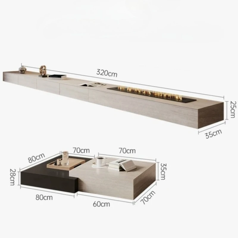 Luxury Entertainment Tv Stand Fireplace Center Console Coffee Tv Stand Fluted Corner Mobili Arredamento Casa Furniture Home