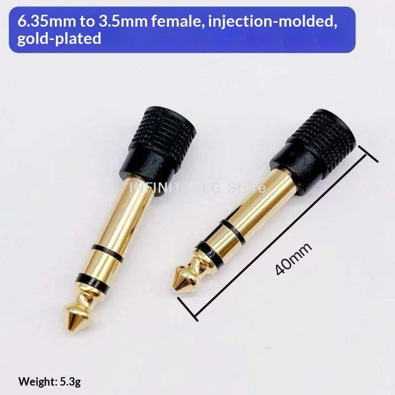 1Pc Gold-plated Audio Plug 6.35mm Male Plug To Jack 3.5mm 3Poles Female Socket Connector Microphone Speaker AdapterINFINITE -LG