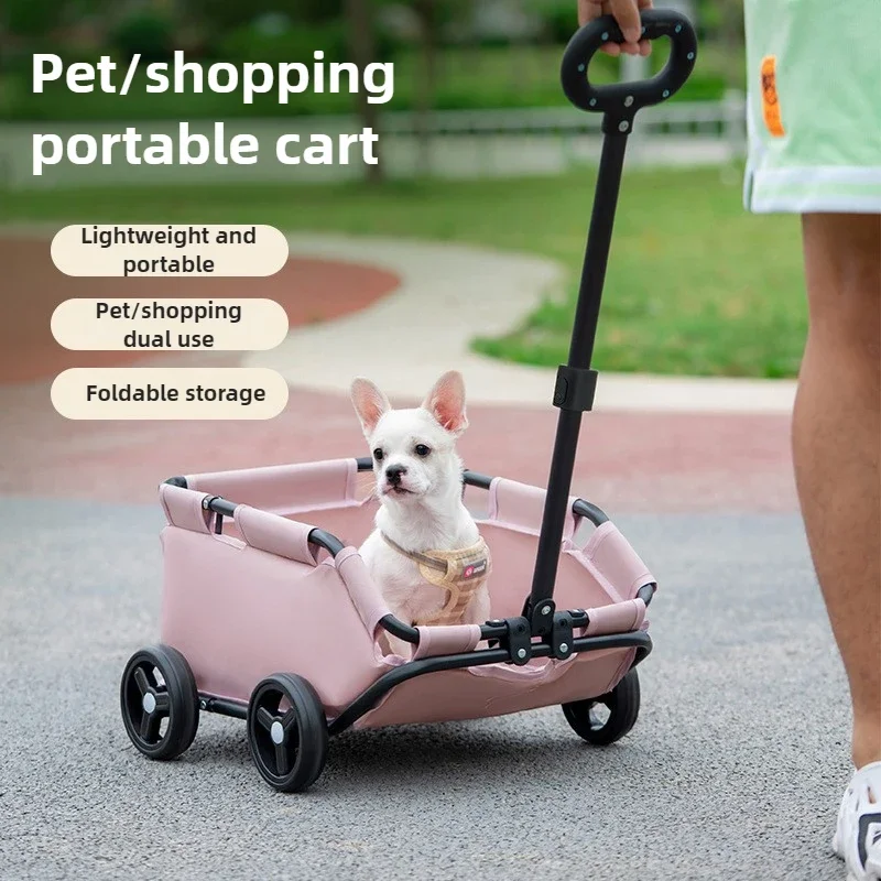 Small Pet Cart Dog Cat Teddy Cart Travel Dog Cart Lightweight Folding Pet Trolley Cat Stoller